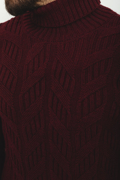 MCR MEN'S TURTLENECK SWEATER- BURGUNDY