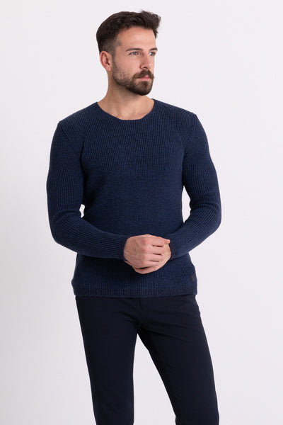 MCR MEN'S CREW NECK SWEATER- DARK BLUE/INDIGO – ESCO CLOTHIERS